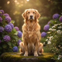 Memorial pet portrait - flower tribute #view-dog