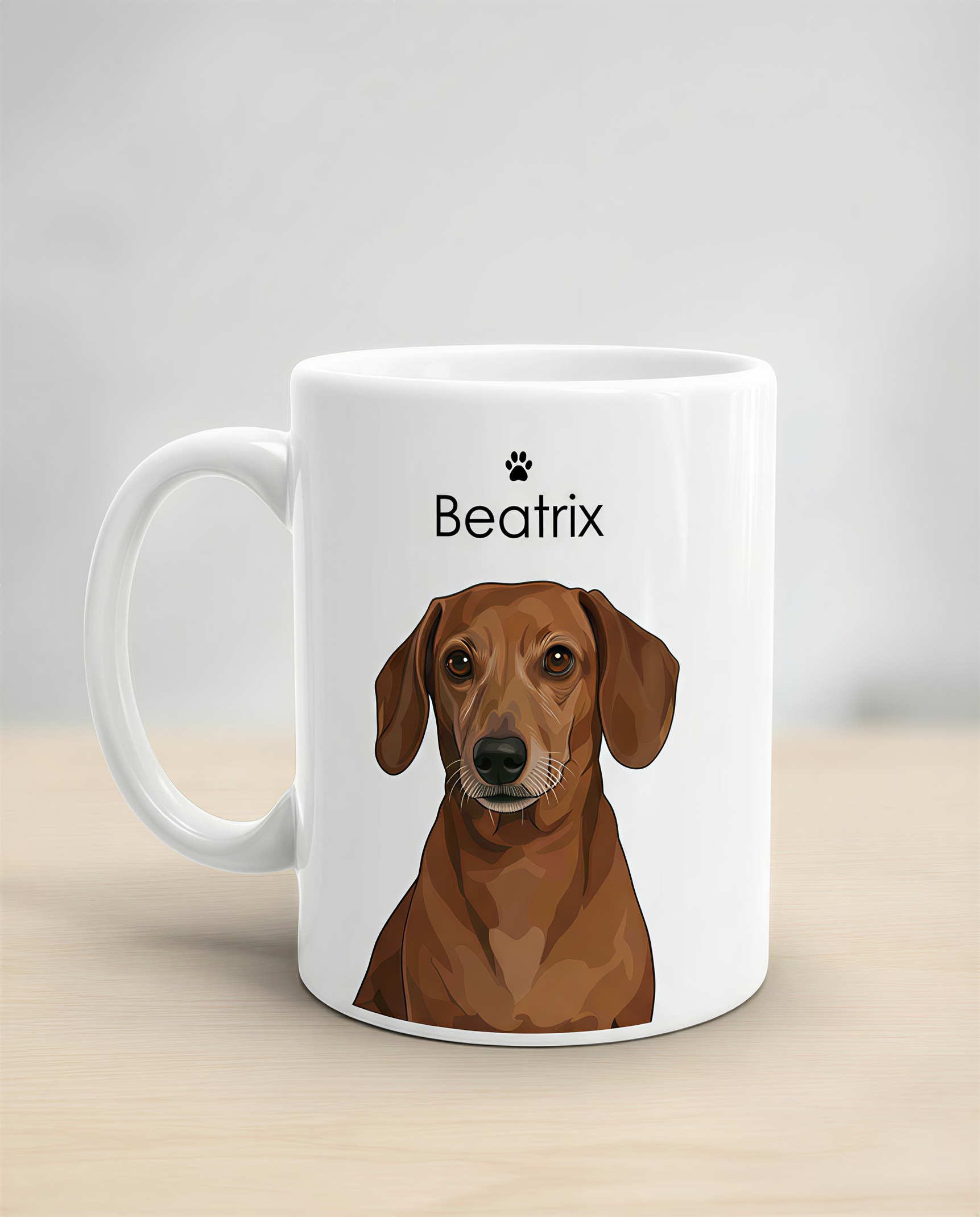 Minimalist pet portrait - coffee mug mockup #view-dog