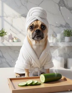 Spa Day pet portrait - spa treatment #view-dog
