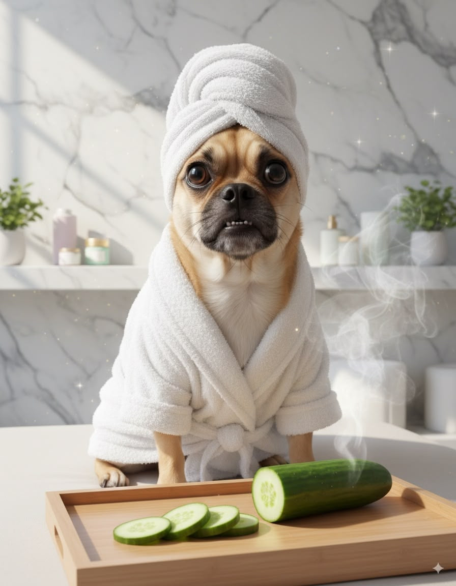 Spa Day pet portrait - spa treatment #view-dog