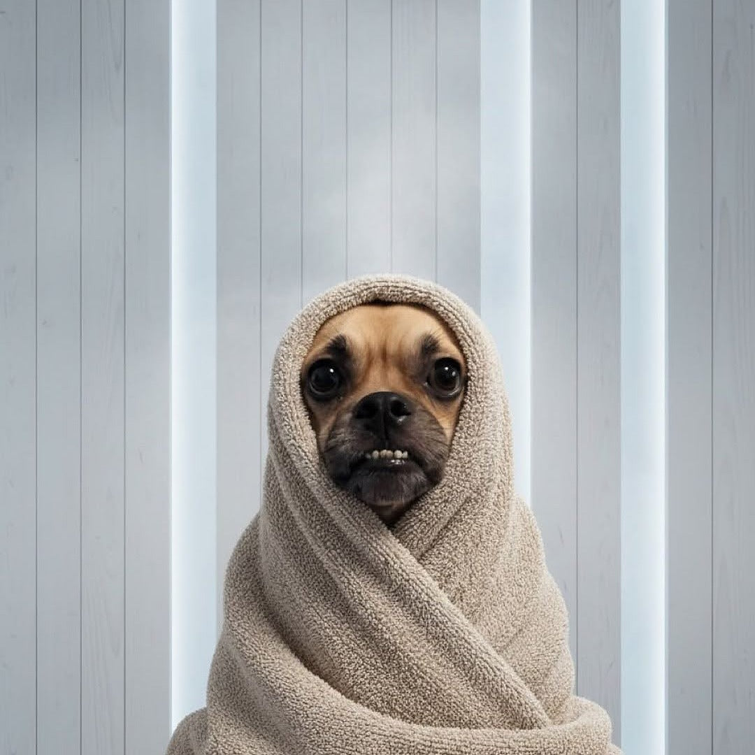 Spa Day pet portrait - relaxing dog 4 #view-dog