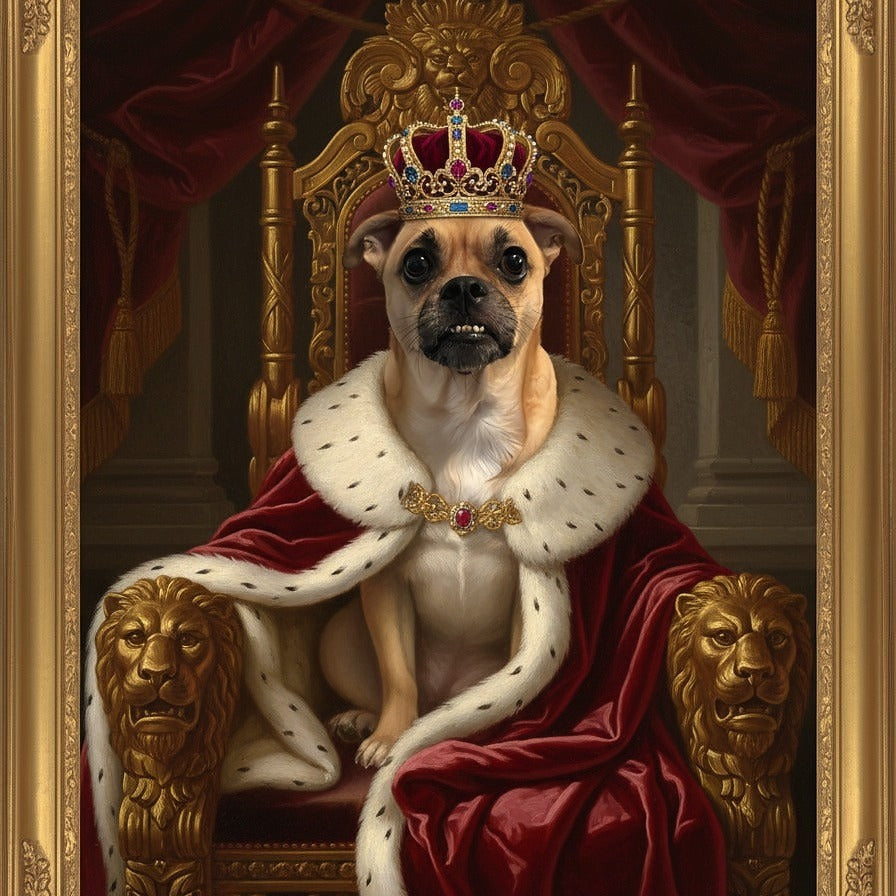 Royalty pet portrait - king throne #view-dog