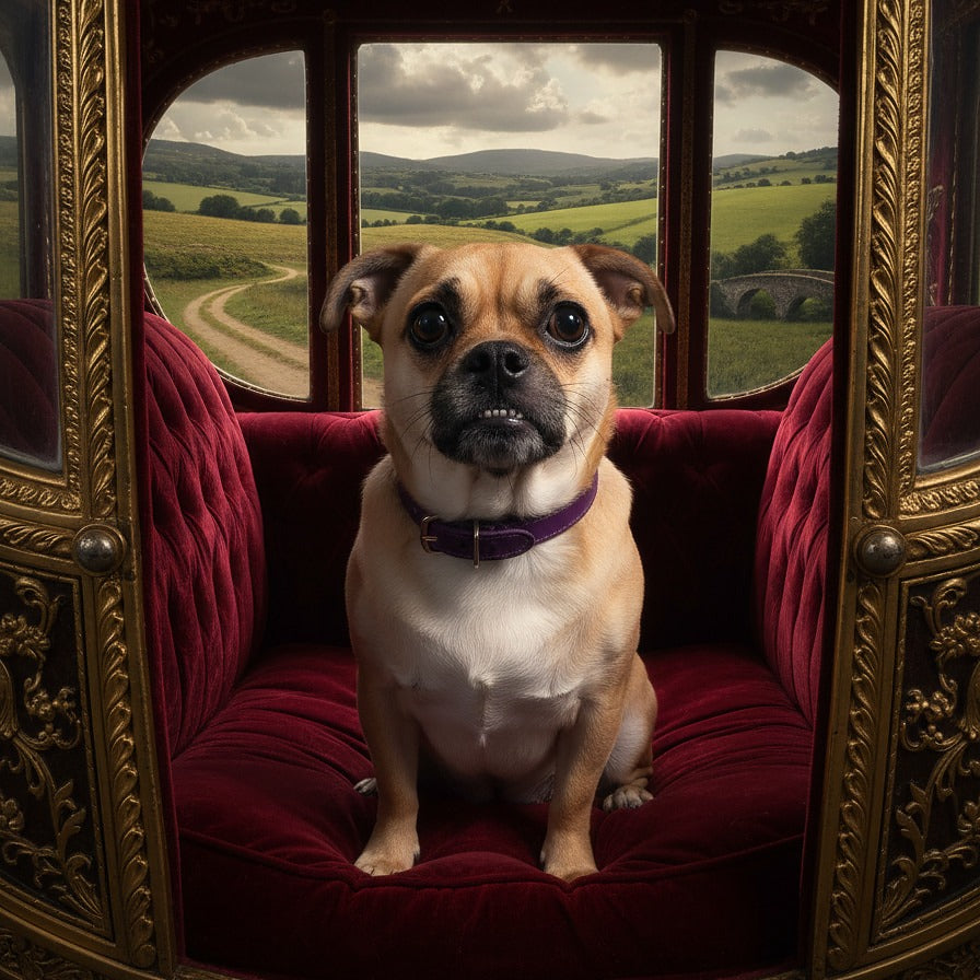 Royalty pet portrait - ornate carriage #view-dog