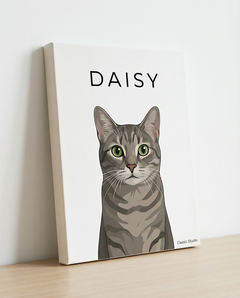 Minimalist pet portrait - 11x14 canvas cat mockup #view-cat