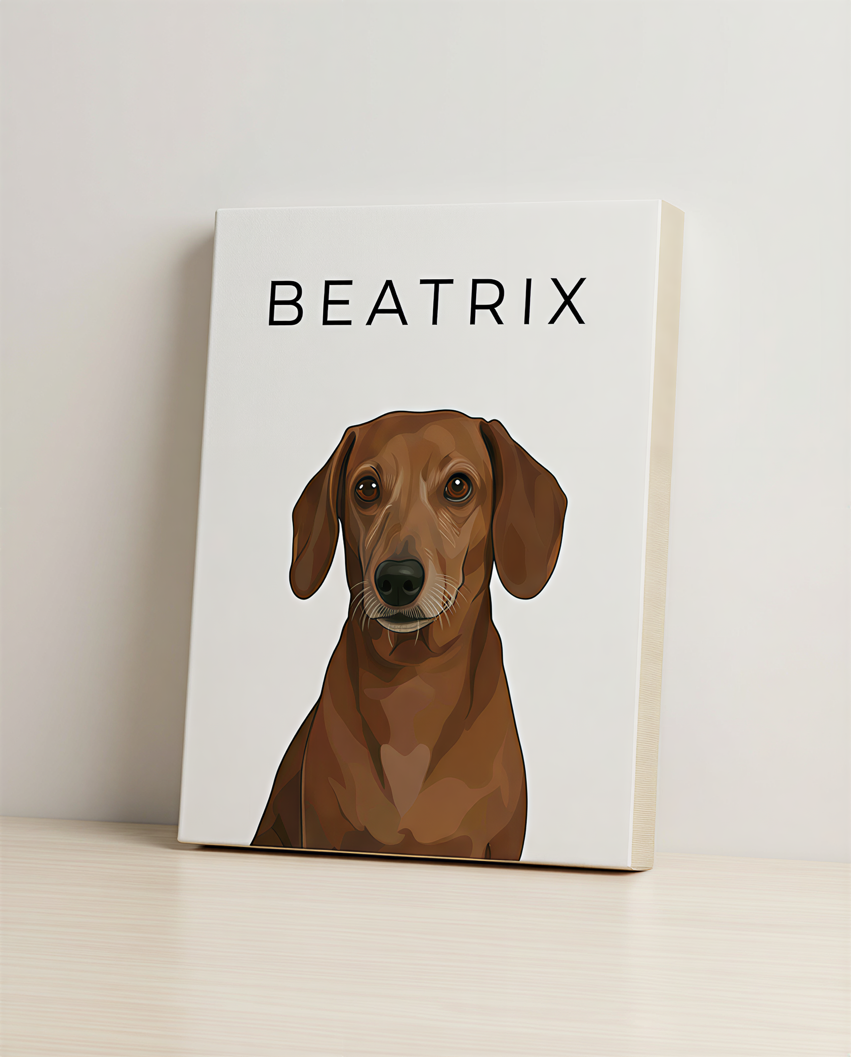 Minimalist pet portrait - 11x14 canvas mockup #view-dog