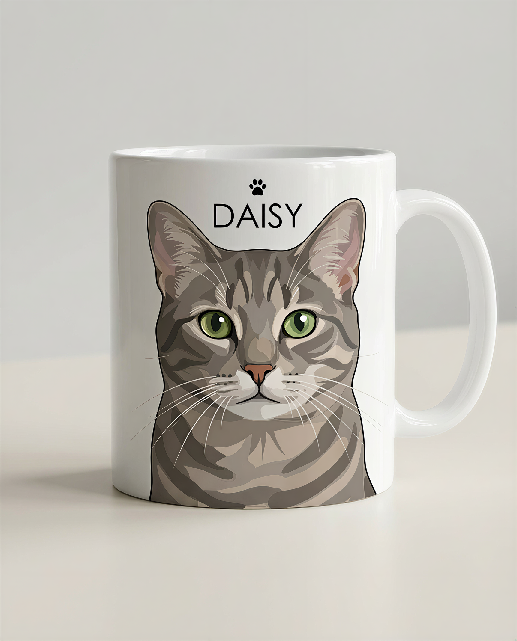 Minimalist pet portrait - coffee mug cat mockup #view-cat