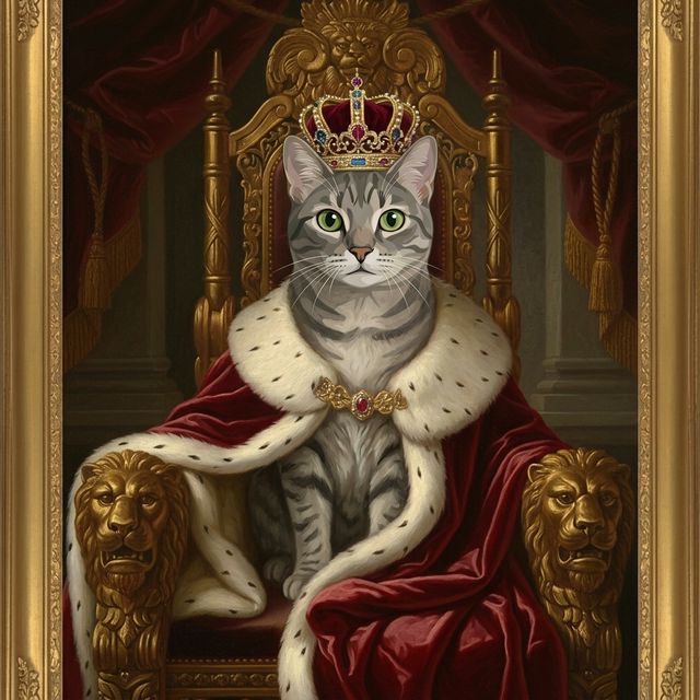 Royalty cat portrait - king throne #view-cat
