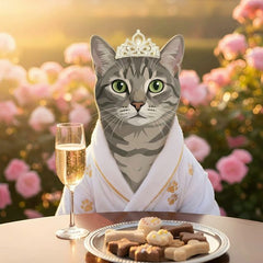 Spa Day cat portrait - champagne garden #view-cat